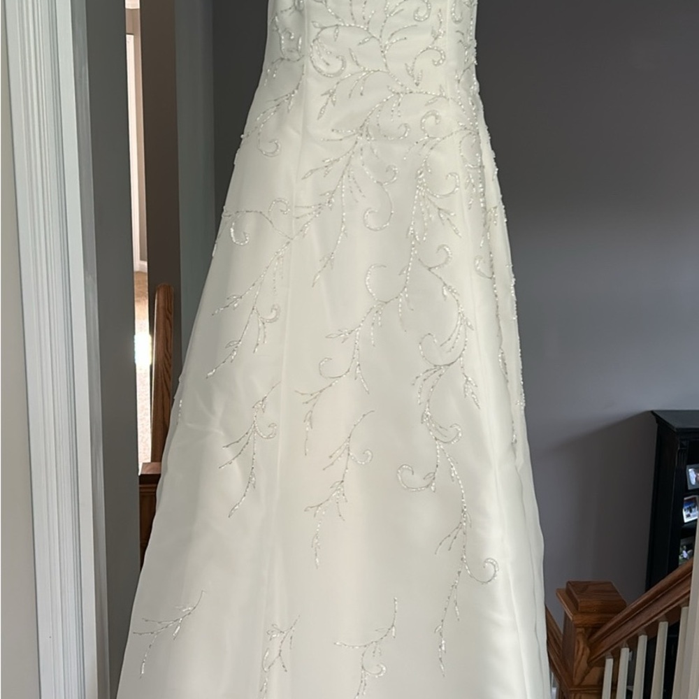 Demetrios Elegant White Embroidered Gown